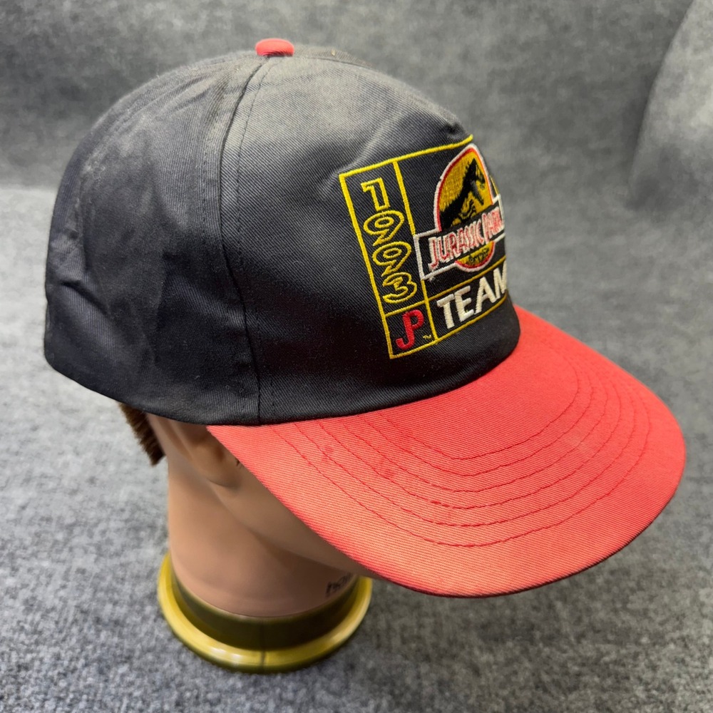 Vintage Jurassic Park Hat Cap OSFA Black 1993 McDonalds Movie Snapback JP